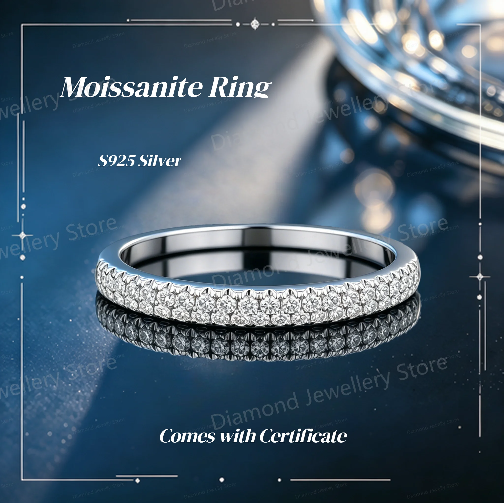 Mit GRA-Zertifikat Luxuriöser Moissanit-Ring S925 Sterling Silber Funkelnder Ring für Damen und Herren Party Geburtstag Verlobung Jahrestag