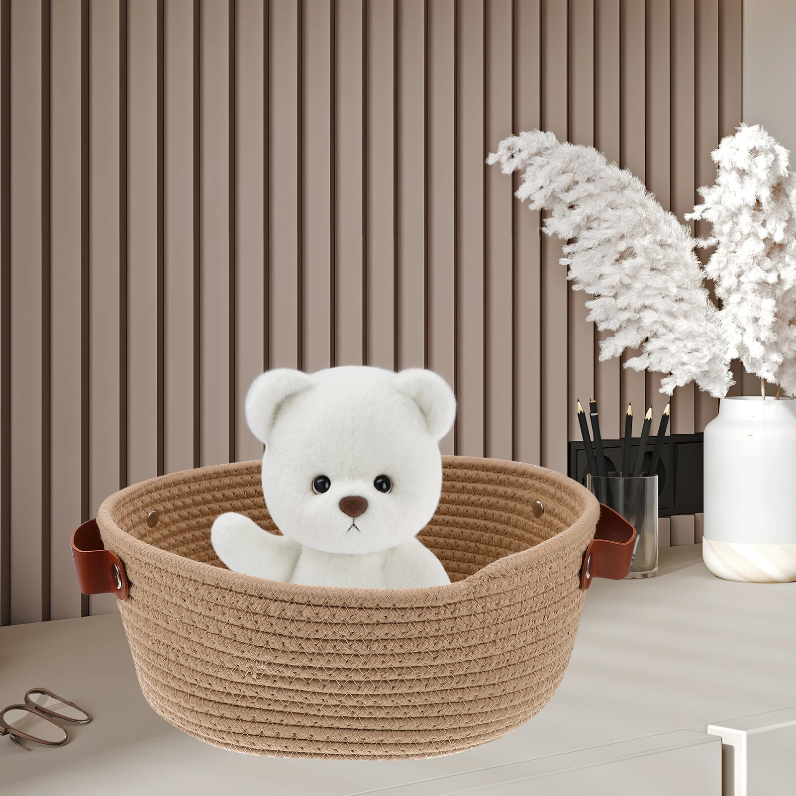

Home Storage Basket Woven Hand with Handle Baskets Organizer Rope Handles for Organizing