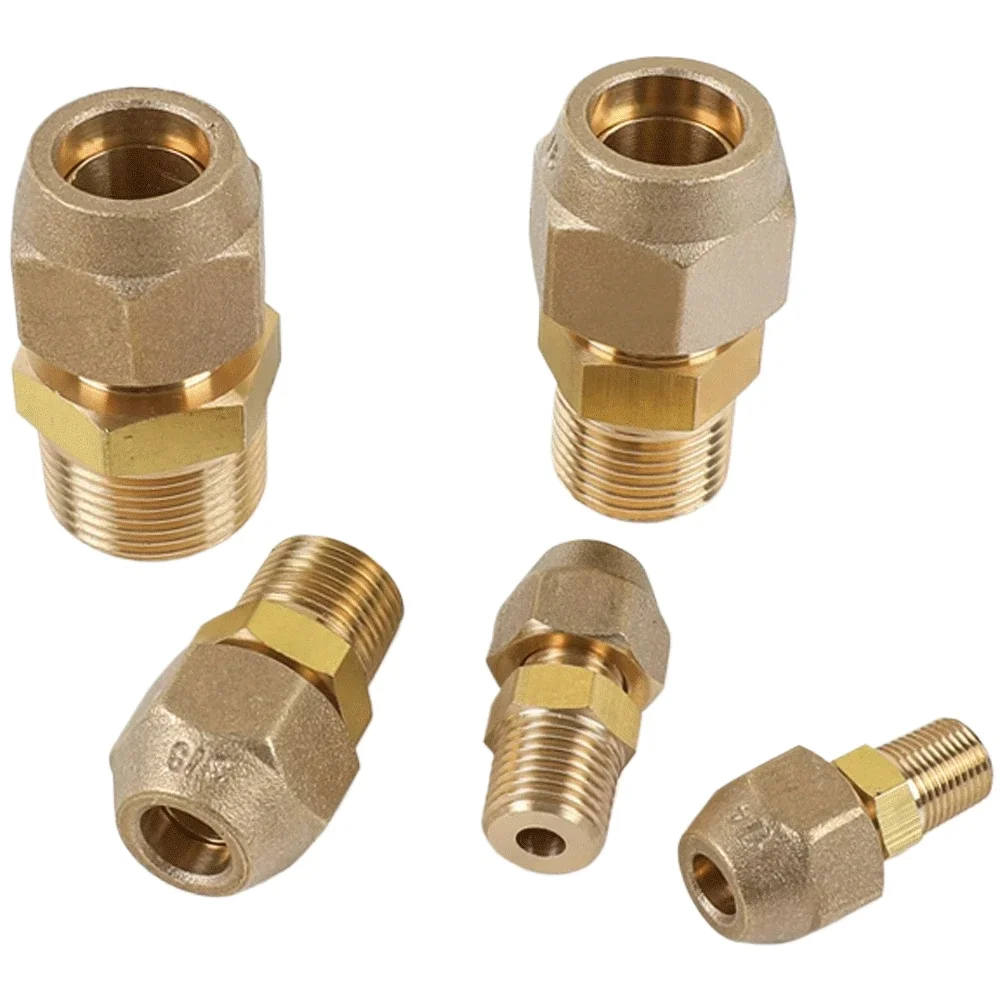 

1/8 1/4 3/8 1/2 3/4 "дюймовая наружная резьба BSP до раструбной трубки 1/4-3/4" SAE-стандартная гайка UNF Латунный фитинг для труб Соединитель воздушного кондидиционирования