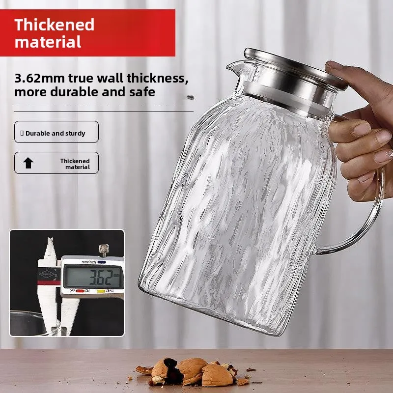 Large Capacity Glass Water Pot High Temperature Resistant Cold Water Pot Tea Pot for Home Use Refreshing Cool Water Cup
