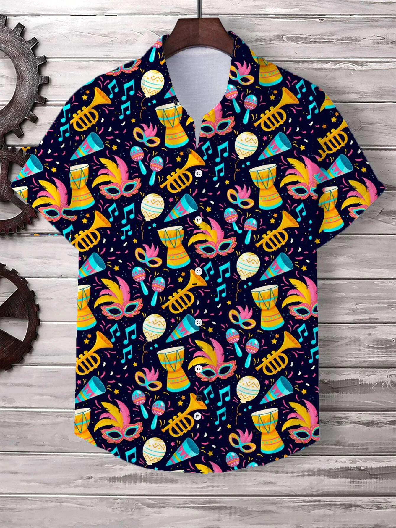 Men's Shirt Mardi Gras Festive Mask Graphic Button Up Casual New Unisex Vacation Lapel Short Sleeves Carnival