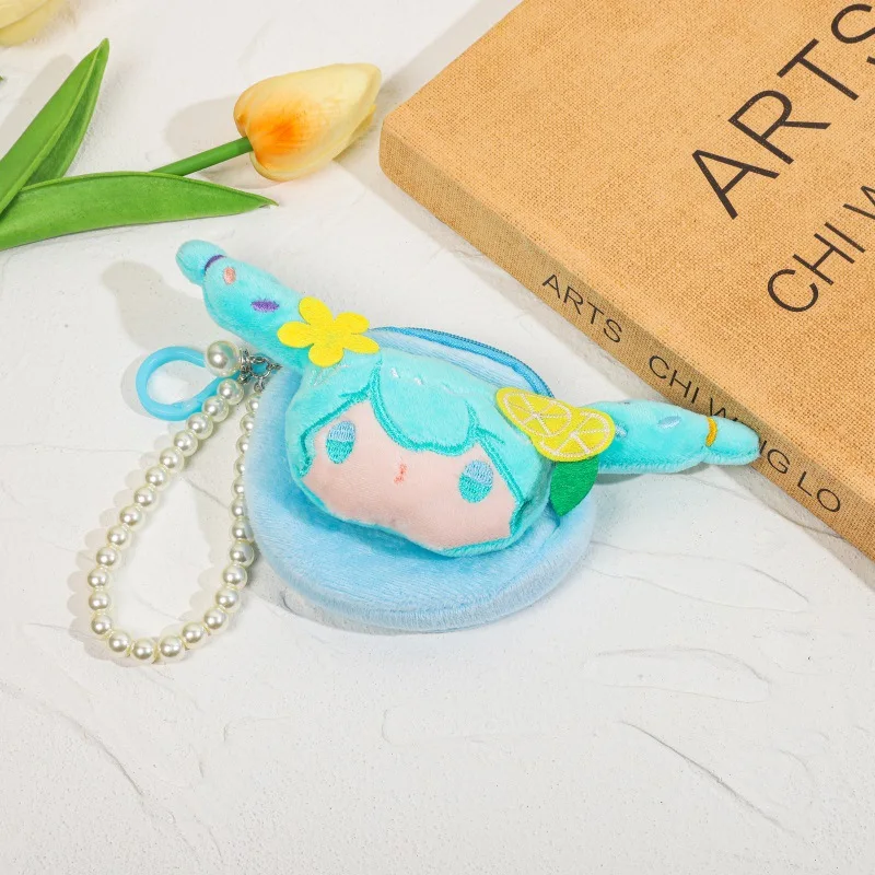 Cartoon ‌Hatsune Miku‌ Plush Doll Coin Wallet Keychain Pendant Headphones Coin Storage Bag Holiday Gift for Boys and Girls