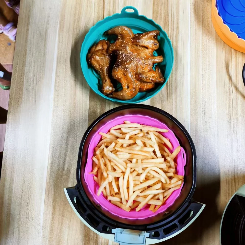 Silicone Air-Fryer Mat Foldable Basket Pot Replacement With Handles Perfect Gift For Family Friends