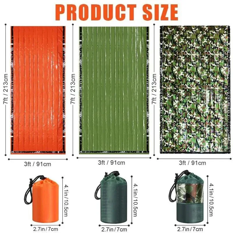 Emergency Sleeping Bag Ultra Waterproof Mylar Thermal Blankets Lightweight Survival Sleeping Bag Keep Warm for Camping Hiking