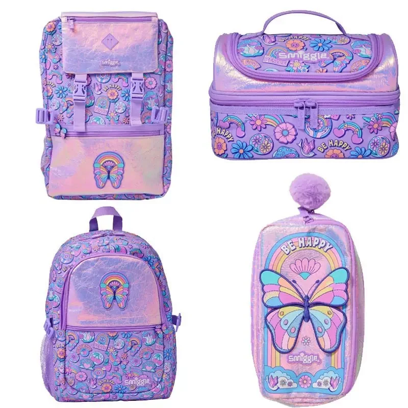 Australian Girls' Children's School Bag Primary School Pupils' Large Backpack Cartoon Butterfly Design Pencil Case Included