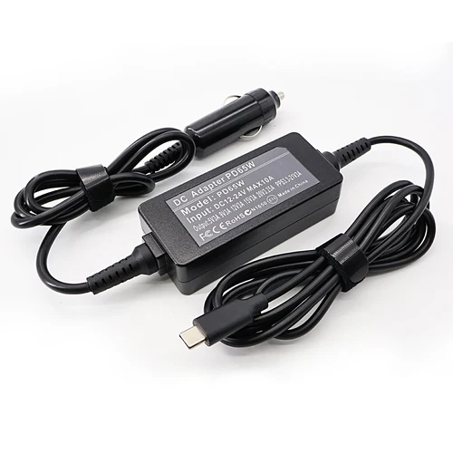 Imagen 2 del producto P P P P ​ D65W 20V3.25A tipo C cargador de coche Universal 12V-24V USB C portátil adaptador de corriente CC para MacBook Lenovo Hp Asus Samsung Notebook