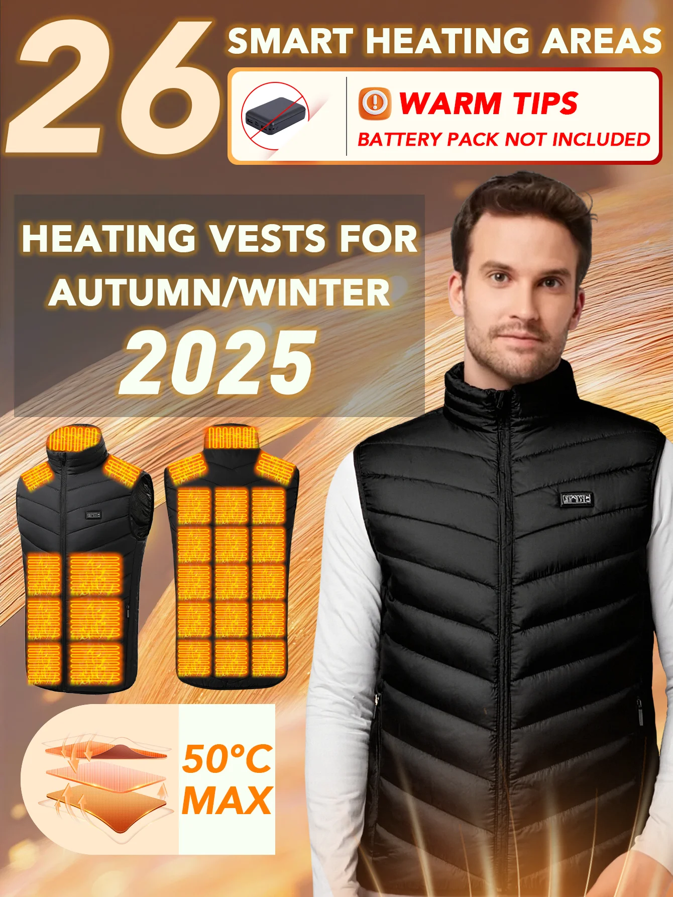 

26 Areas Heated Vest Men Women Electric Self Heating USB power supply Outdoor Veste Winter jacket Warm Heated Jacket