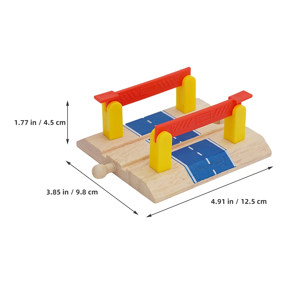 Jouet de voie en bois bricolage, barrière de garde-corps, train drôle, nuit sur la route, transport de voitures, jouet de chemin de fer, jeux, accessoires de trains en vrac