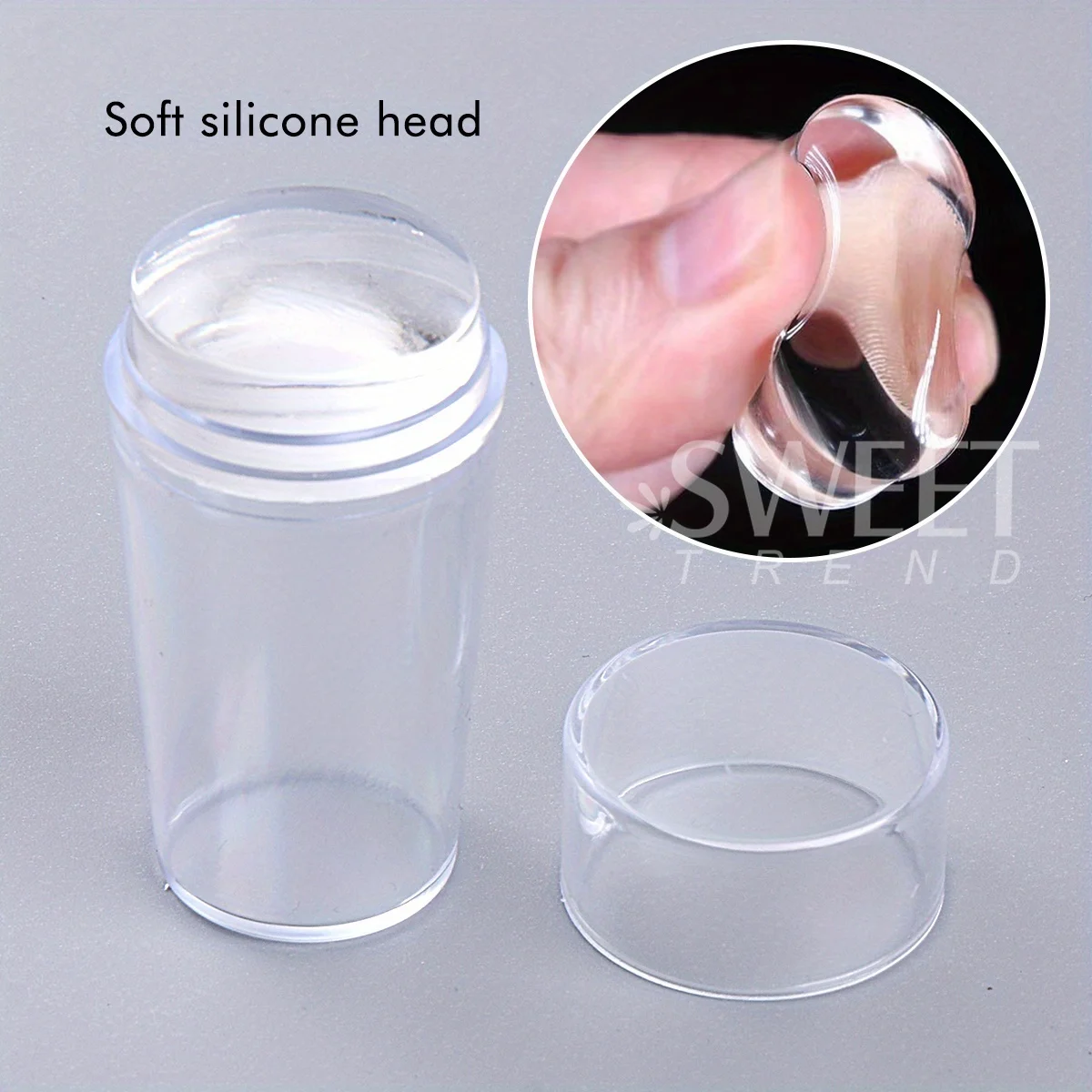 Transparentes Nail Art Stamper-Set mit Schaber, 3-teiliges Silikon-Kopf-Transfer-Werkzeug, schnelles, klares Gelee, französisches Stempeln, Maniküre-Zubehör