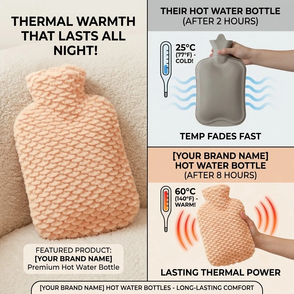 Soft Plush Hot Water Bottle Removable Sleeve, Explosion-Proof Reusable Warm Water Bag, Cozy Hand Foot Warmer for Girls Women Winter Pain Relief