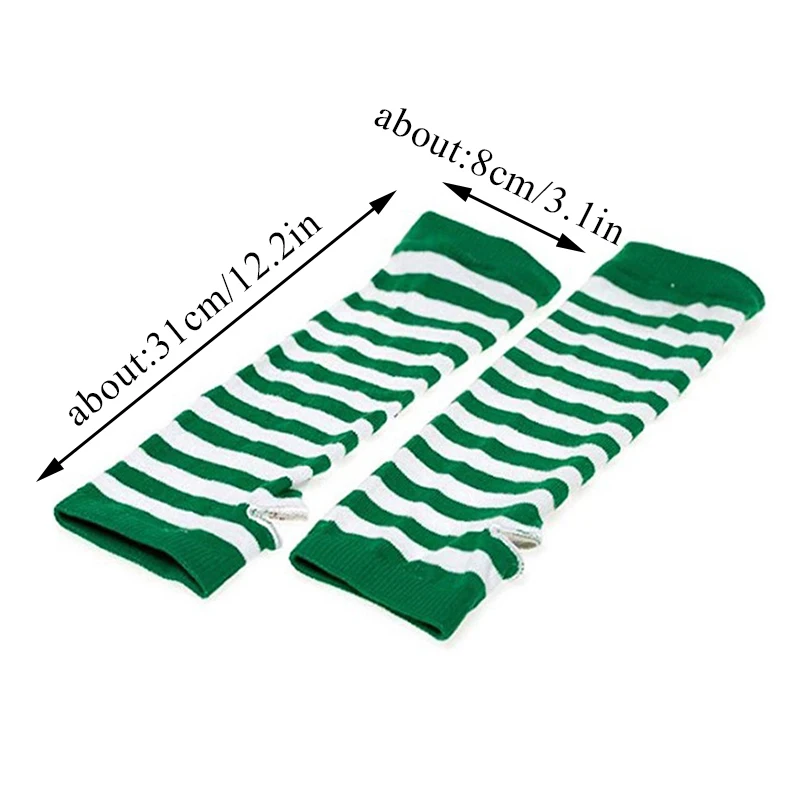 1 Pairs Striped Arm Sleeve Gloves for Women Girls Fingerless Elbow Gloves Striped Arm Cover Elbow Mittens Long Knitted Wristband