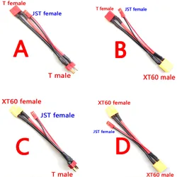 XT60 Naar T Plug Parallel Jst Batterij Connector Mannelijke/Vrouwelijke Kabel Dual Uitbreiding Splitter 14AWG Silicone Draad Voor Rc batterij Motor