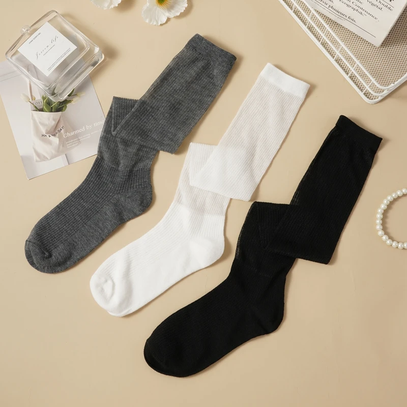 

JK японские стильные школьные чулки до бедра для девочек, женские летние простые повседневные носки, однотонные длинные носки высокого качества, удобные