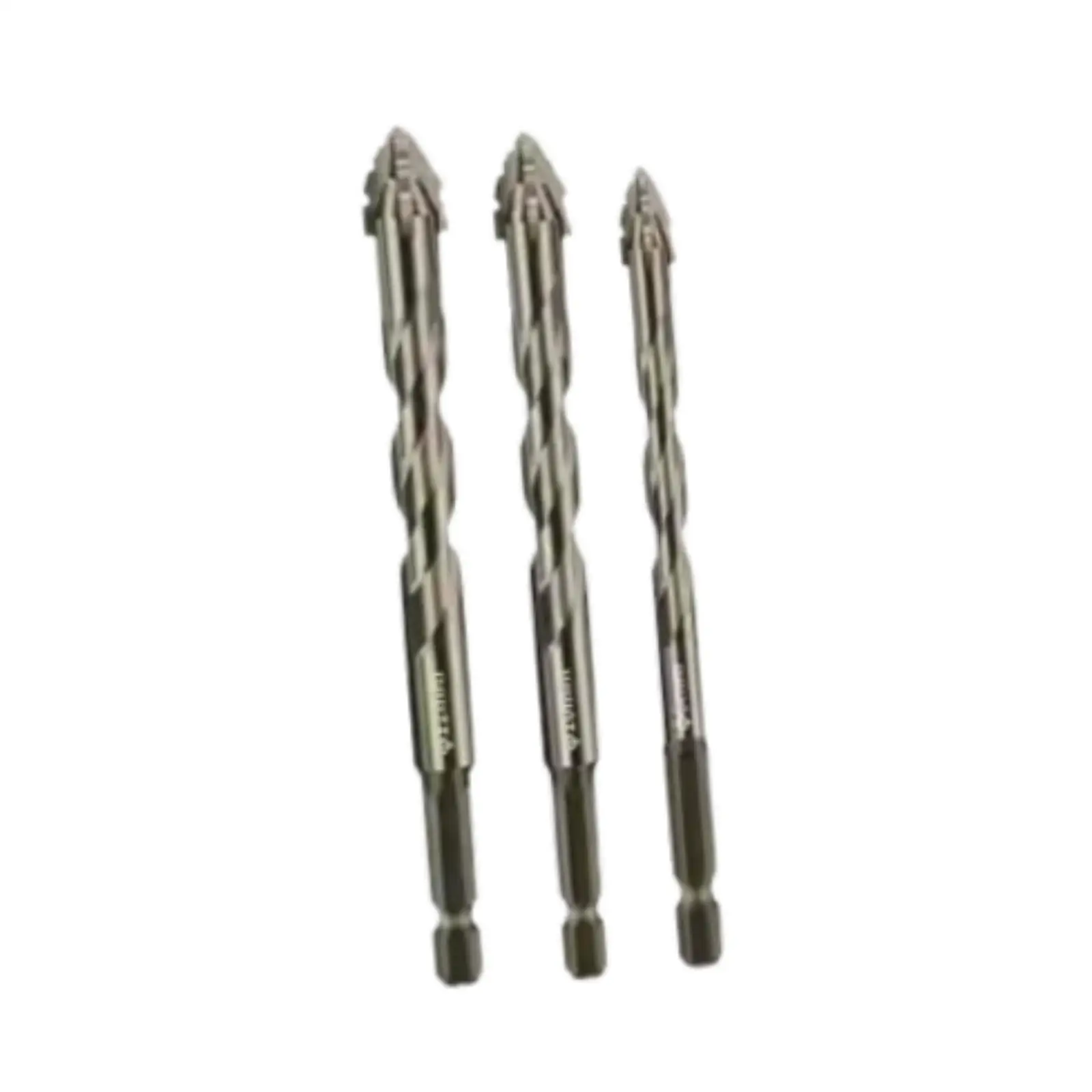 Set of 3 Four Flute Eccentric Drill Bits with Hexagon Shank for Wood and Tile