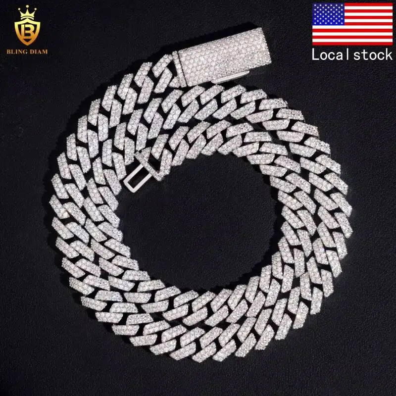 Fashion Hot Sale Iced Out 6/8/10/12mm 925 Silver VVS Moissanite Cuban Link Chain Necklace Bracelet Men Pass Diamond Test HipHop