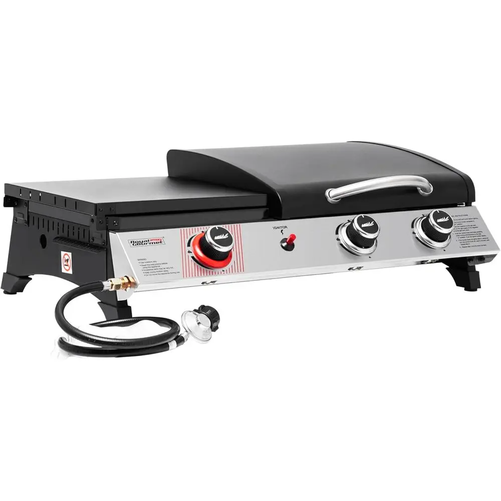 

3 Burner Propane Gas Grill and Griddle Combo, 29,000 BTU Output, 364 Sq. In. Cooking Area, Silver & Black