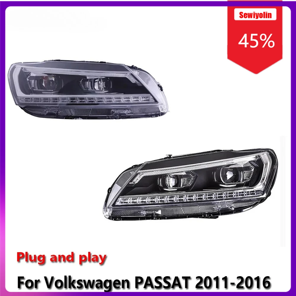 

Sewiyolin Car LED Lamp Headlight Assemblies For Volkswagen PASSAT 2011-2016 Fog DRL Brake Turn Signal Lamp Plug And Play