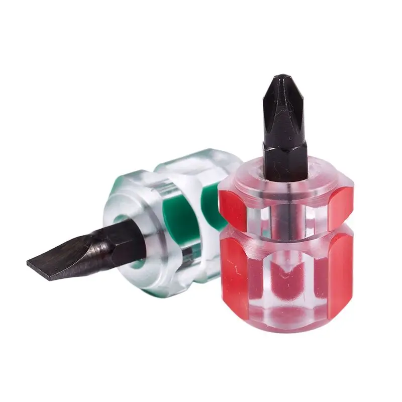 A84X-10 Pcs Flat Phillips Screwdriver Mini Screw Driver Short Small Split Repair Tools Kit Set Green+Red