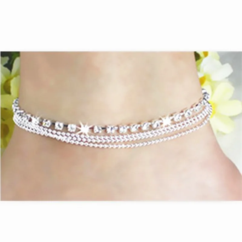 Foreign Fashion Hot Foot Showcase New Summer Hot Models Street Beat Multilayer Metal Chain Crystal Ball Chain Anklet