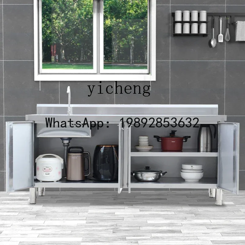 B1 مع سطح متكامل للاستخدام المنزلي والتجاري، خزانة حوض المطبخ المصنوعة من الفولاذ المقاوم للصدأ 304 المخصصة #3