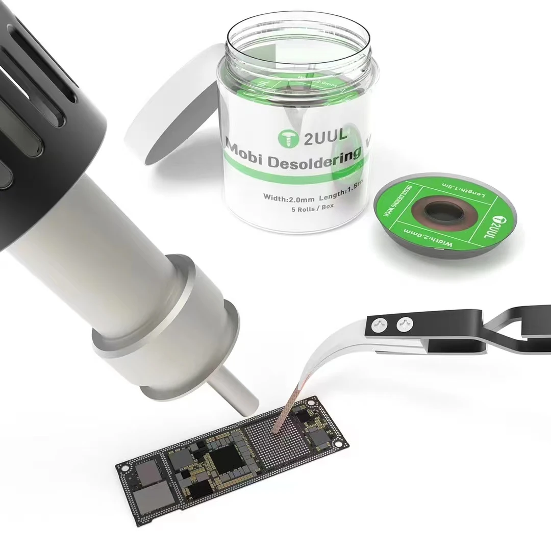 5ชิ้น/แพ็ค2UUL Desoldering Wick กว้าง2.0มม.ความยาว1.5M Solder Pad Joint Mainboard ชิป Remover ดูดดีบุกอุปกรณ์ทำความสะอาด