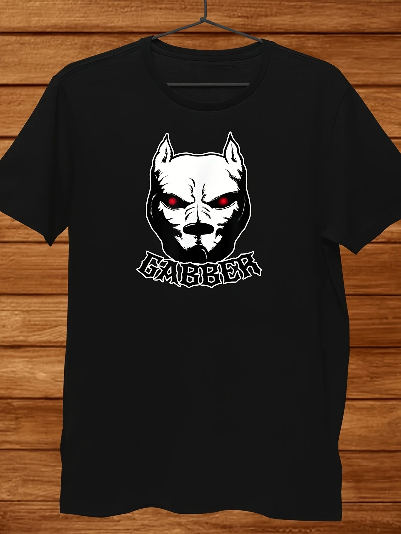 Gabber Hardcore LSD Psychedelic Dog Print T-Shirt | Black 100% Soft Crew Neck Short Sleeve Tee with Aggressive Gabber Dog Graphi