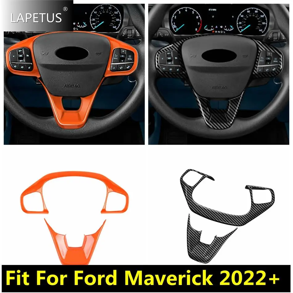 

Steering Wheel Button Frame Decor Panel Cover Trim For Ford Maverick 2022 2023 Car Carbon Fiber / Orange Interior Accessories