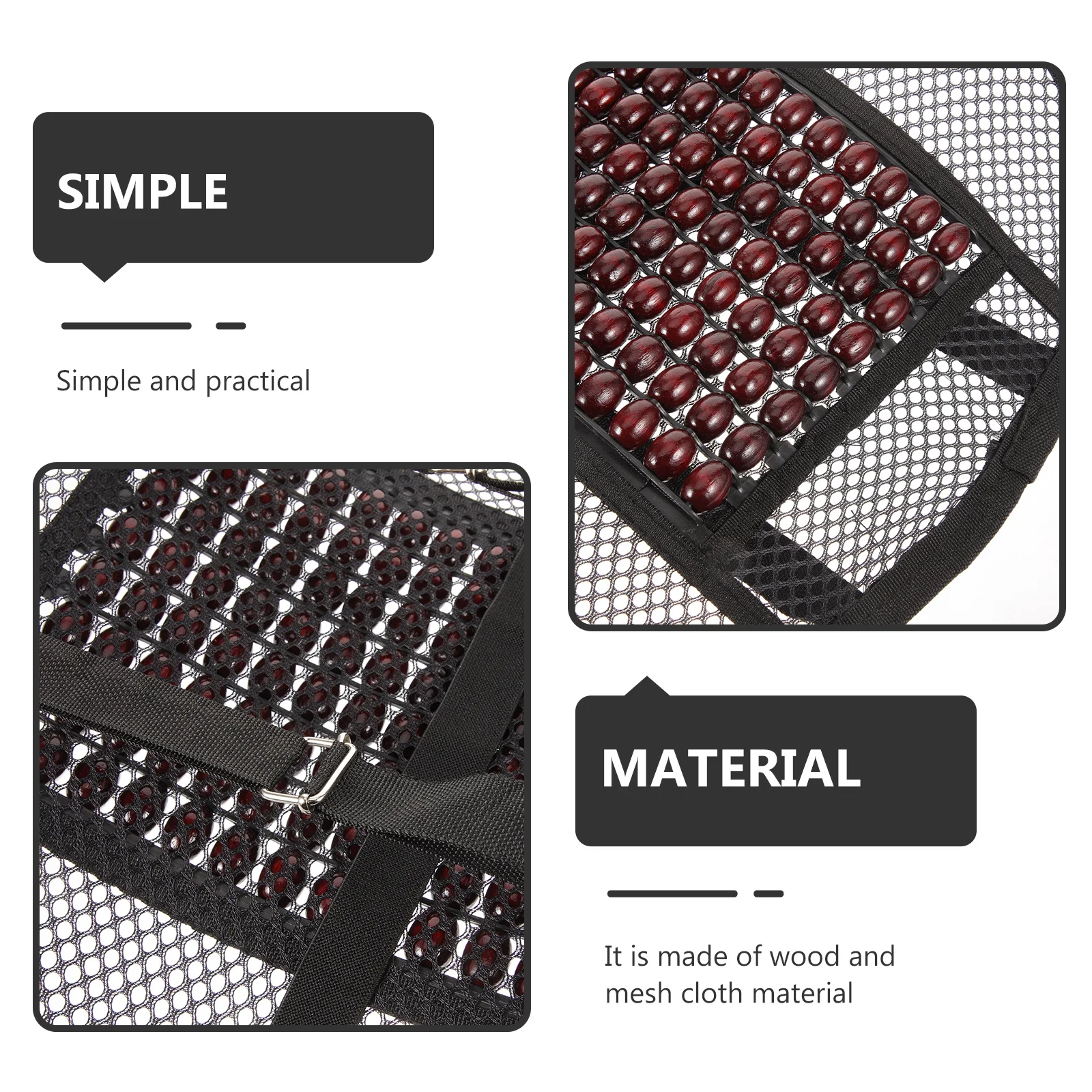 

Breathable Lumbar Support Pillow Wooden Beads Lower Back Cushion for Driving Office Chair Relaxing Lumbar Stop Car