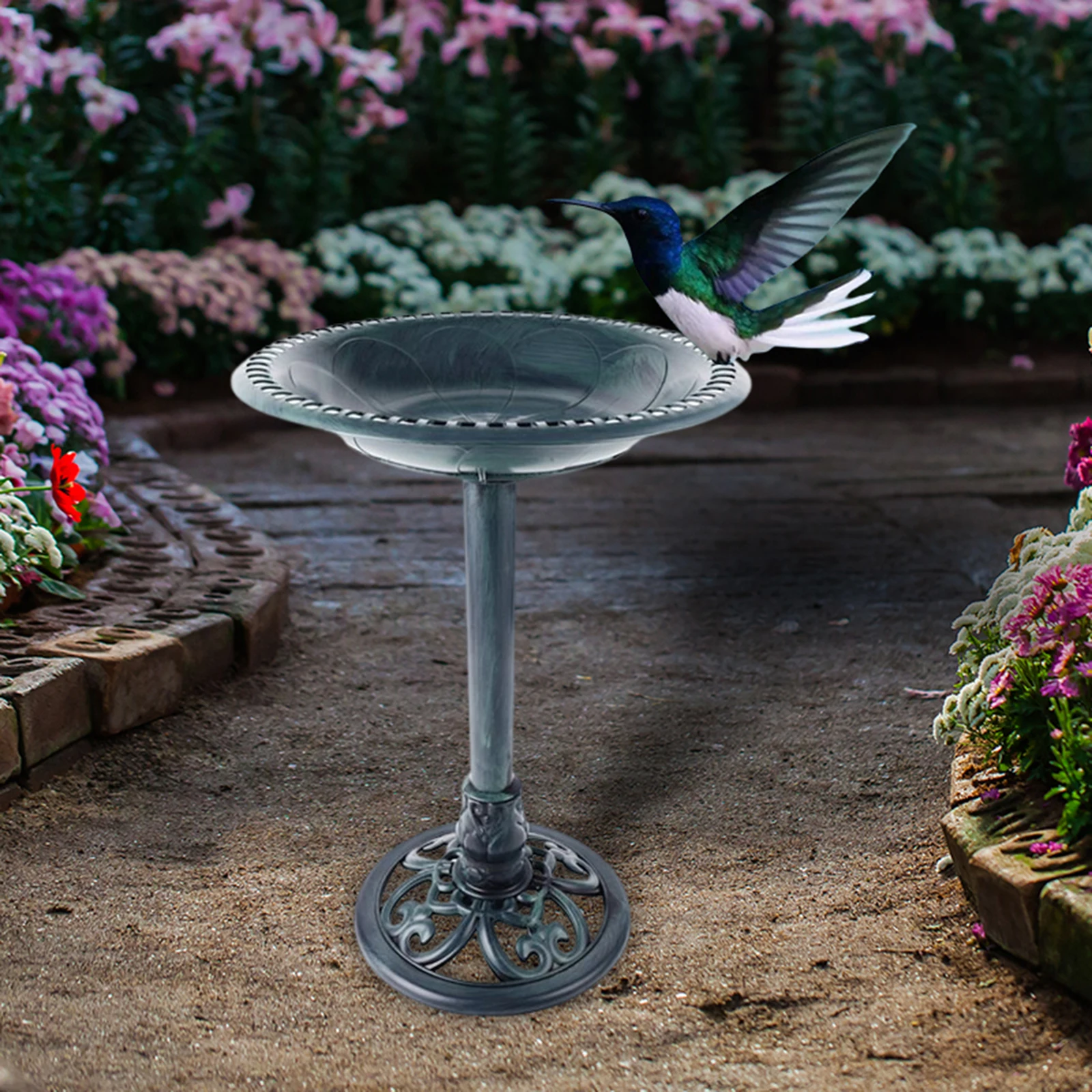 Pedestal Bird Bath Outdoor Garden Bird Bath Weather Resistant Standing for Balcony Courtyard Backyard Patio Housewarming Gift