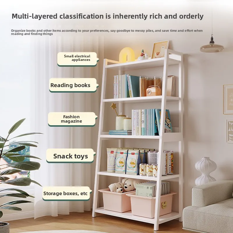 

New model Household Goods Multi-layer Wrought Iron Shelf Simple Floor Storage Display Cabinet Trapezoidal Shelf Bookshelf