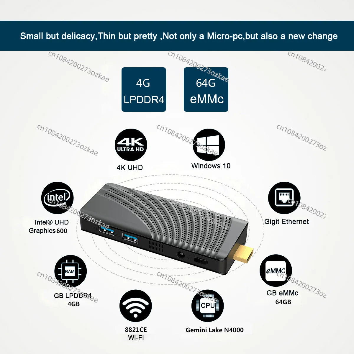 Pocket Computer Stick T6PRO 4G64G N4000 Mini Computer Small Console Office Game Home Entertainment