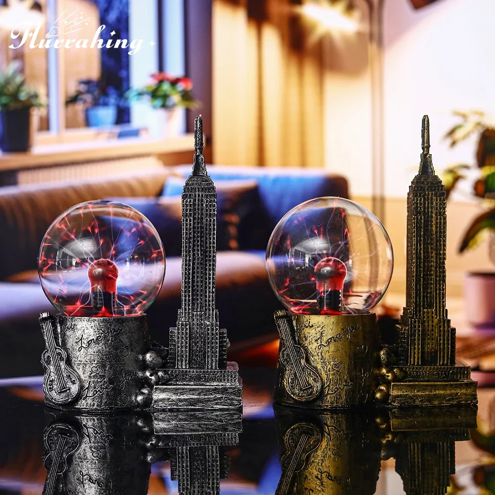 Empire State Building Crystal Plasma Light 4 Inch Glass Ball Touch Sensing Science Enlightenment Cool Interior Table Decoration