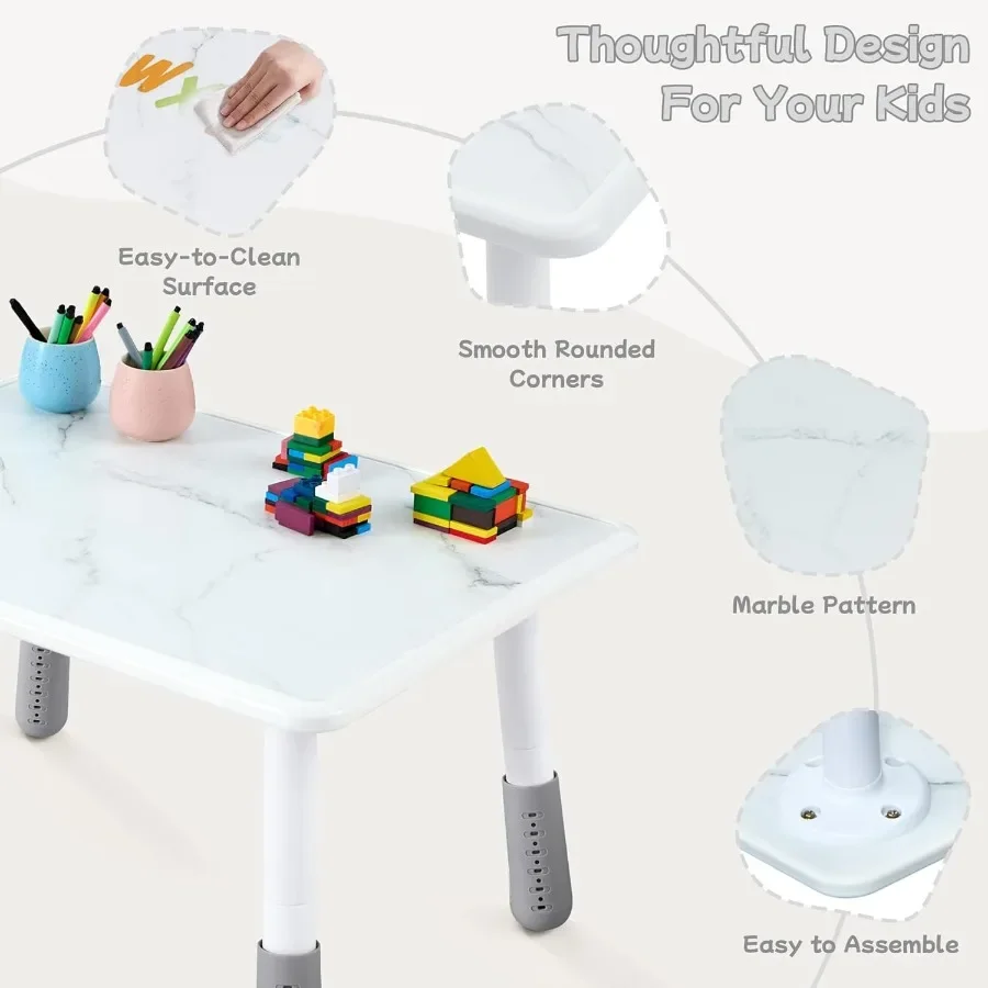 Adjustable Toddler Table And Chair Set Perfect Reading Drawing Eating Creative Activities In Daycare Classroom Ages 3-8 Home Use