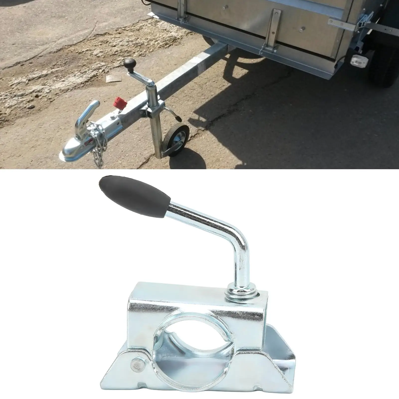 Rustproof Jockey Wheel Prop Stand with Split Fixing Bracket for Trailer RV