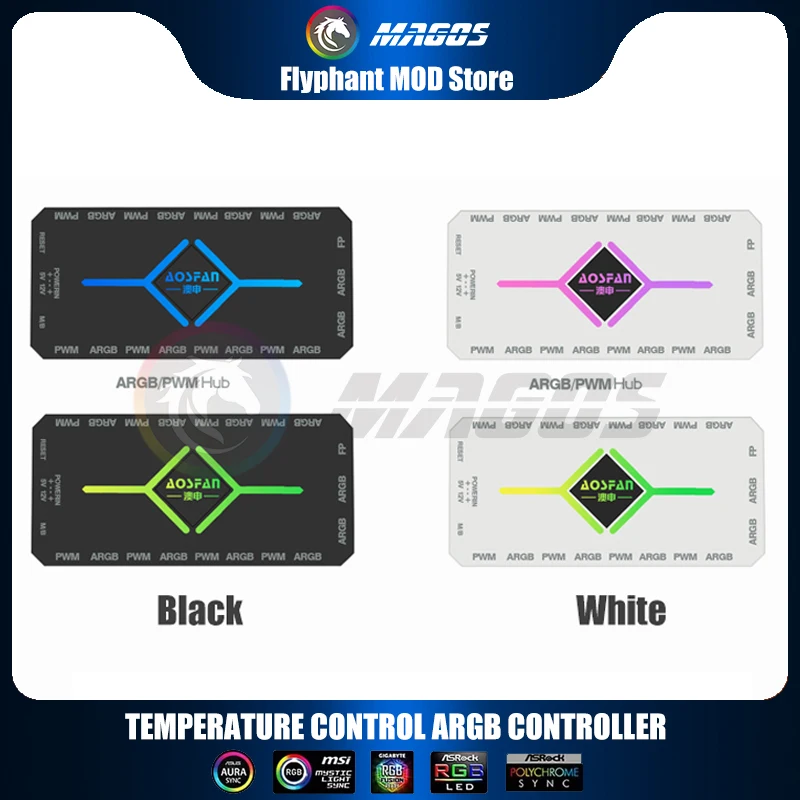 PC Cabinet Fan Hub Controller 4Pin PWM + ARGB 5V 3Pin SYNC Wireless Remote Control