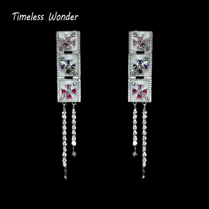 

Вневременное чудесное необычное циркониевое гео ожерелье с кисточками N серьги-гвоздики женский дизайнерский комплект ювелирных украшений стильный редкий винтажный 4612