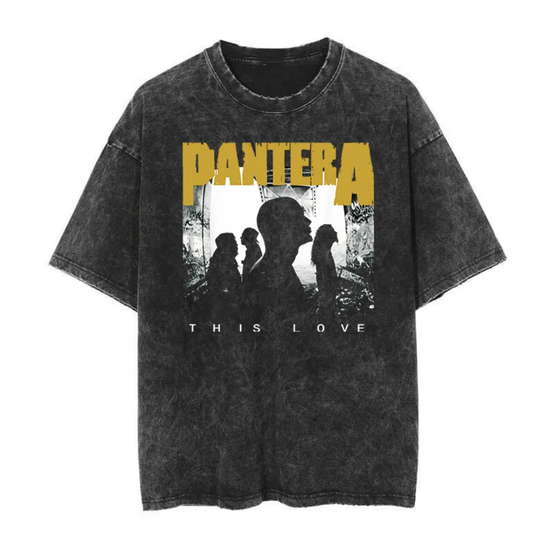 

Мужская стираная футболка с рисунком Band Pantera This Love, мужская классическая повседневная футболка с металлической тематикой в стиле рок, удобная уличная футболка