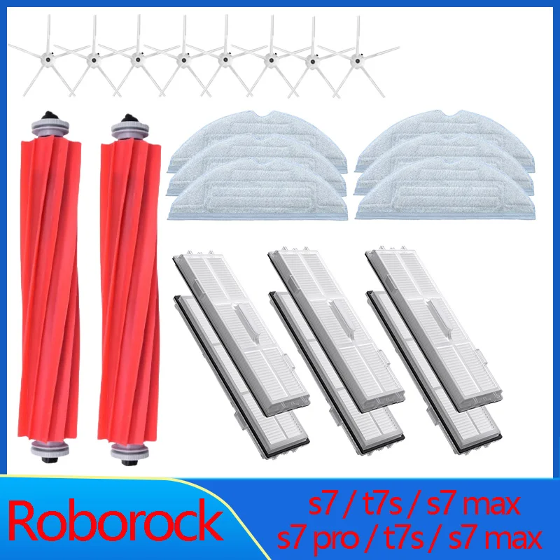 Für roborock s7max s7maxv s7 s70 s75 t7s plus Hauptseiten bürste Mops Tücher Hepa Filter Kit Roboter Staubsauger Zubehör