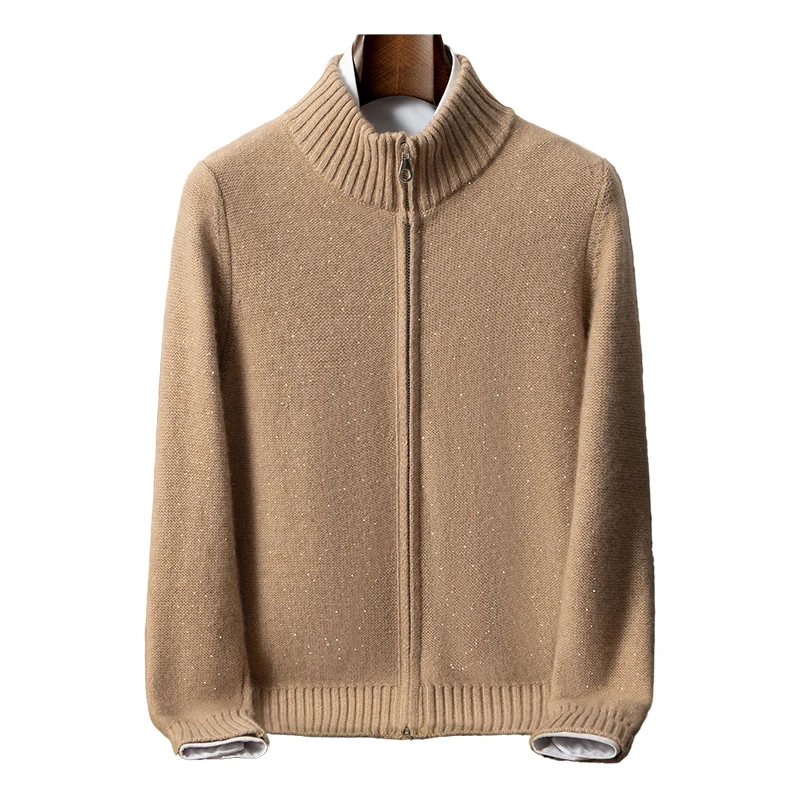 

550 г свитер из 100% чистого кашемира, мужской двухслойный утолщенный кардиган из золотой фасоли, свободный вязаный базовый свитер-рубашка