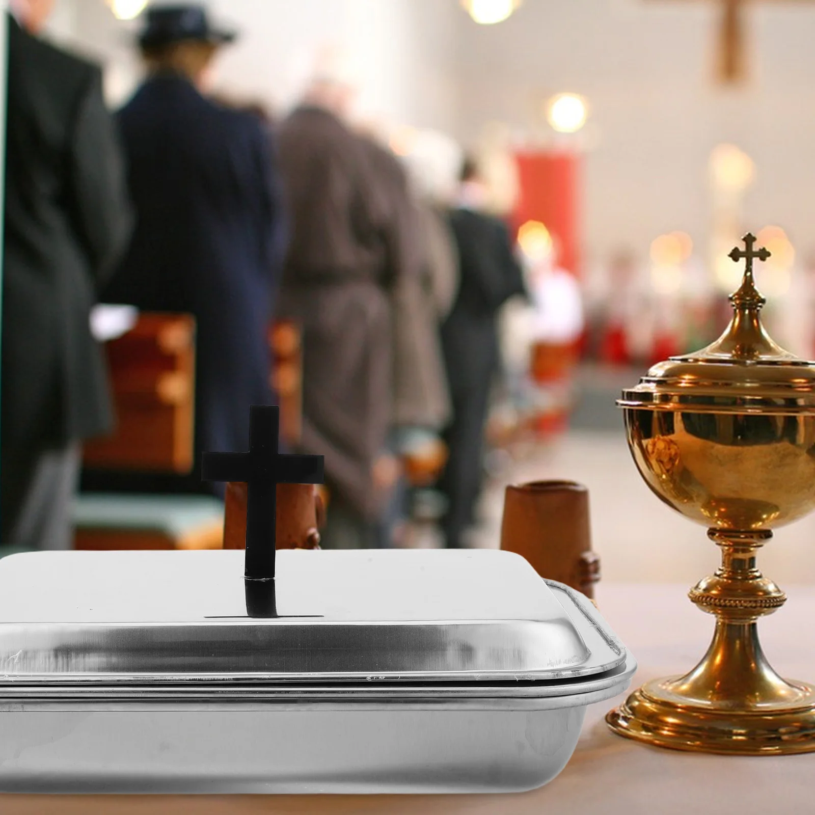 

1Set Stainless Steel Communion Cup Tray Multi-Purpose Plate for Church Religious Ceremonies Offering Plates for Church