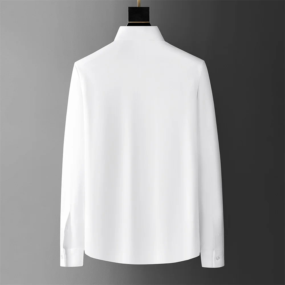 2025 Summer Luxury Rhinestone Flower Shirt Men Long Sleeve Casual Business Dress Shirts Social Banquet Party Formal Men Clothing