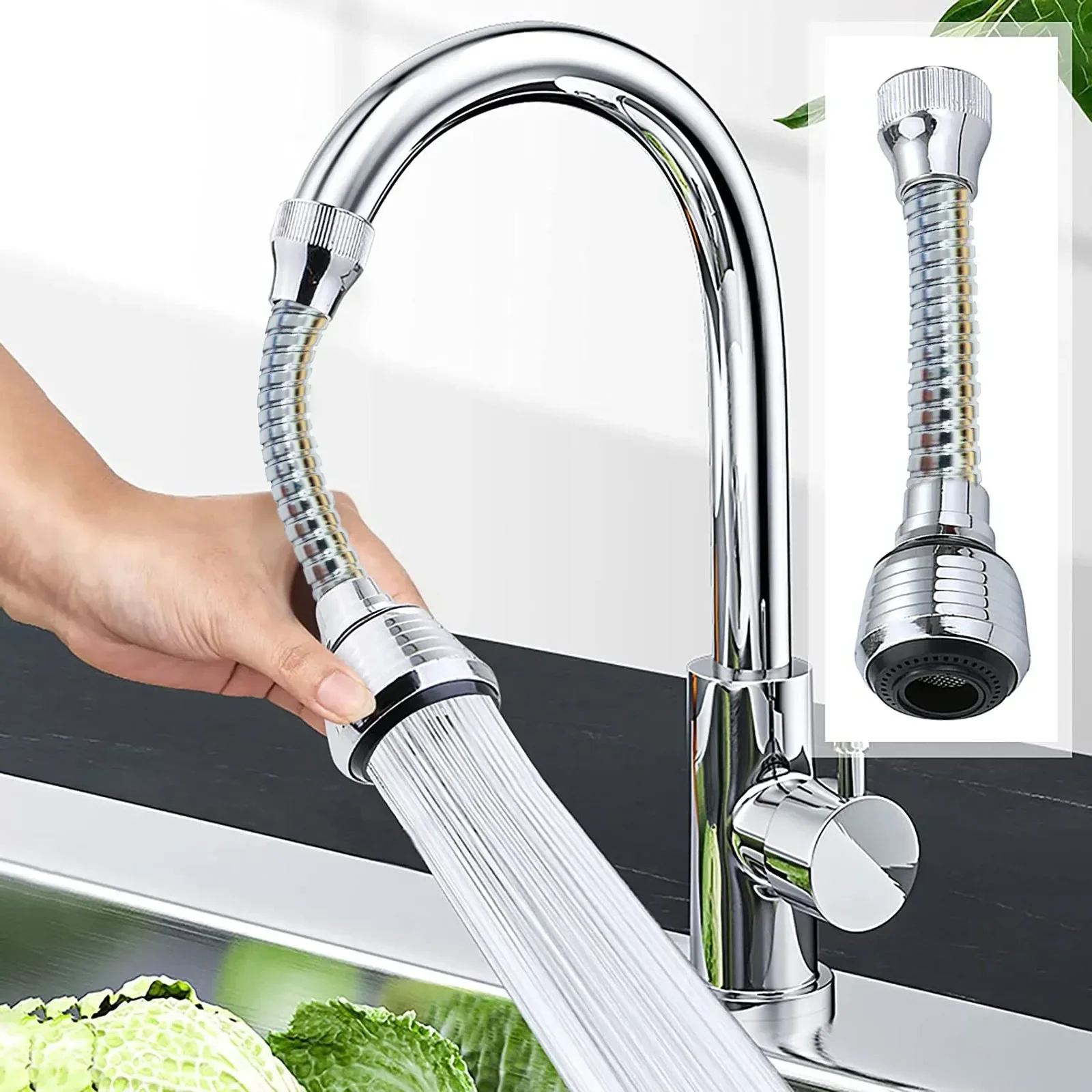 Multifunctional Rotating Splash Proof Filter Extender Faucet Aerator 2 Water Outlet Modes Swivel for Bathroom Kitchen