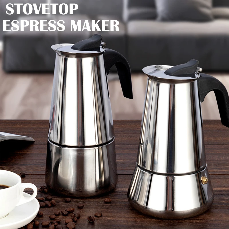 

Coffee Makers Moka Pot Coffee Espresso Geyser Stainless Steel Coffee Makers Stove Coffee Appliances Filters Mocha Percolator