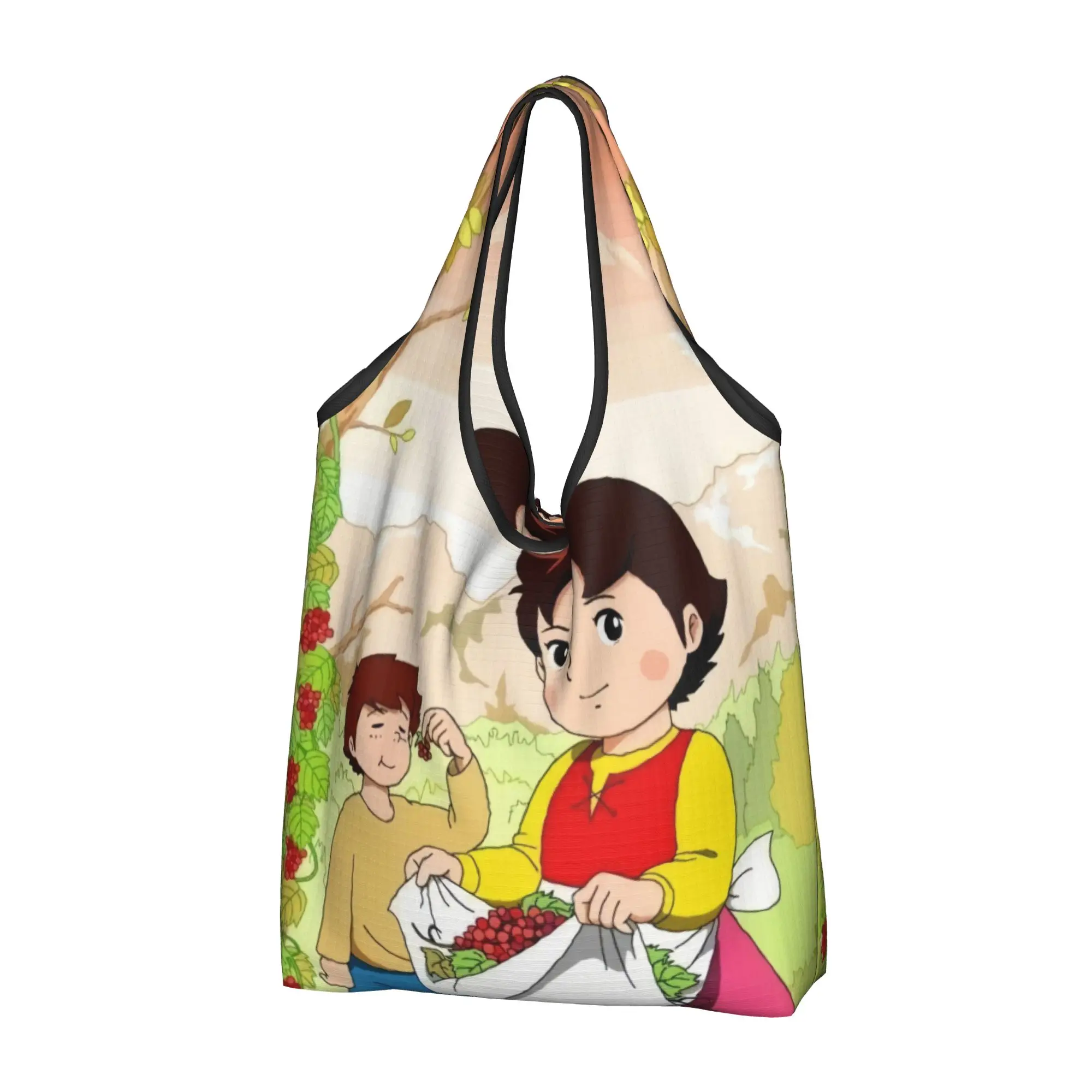 Anime Heidi Girl Of The Alps Comic Cartoon  Grocery Shopping Tote Bags Women Funny  Shopper Shoulder Bags Large Capacity Handbag