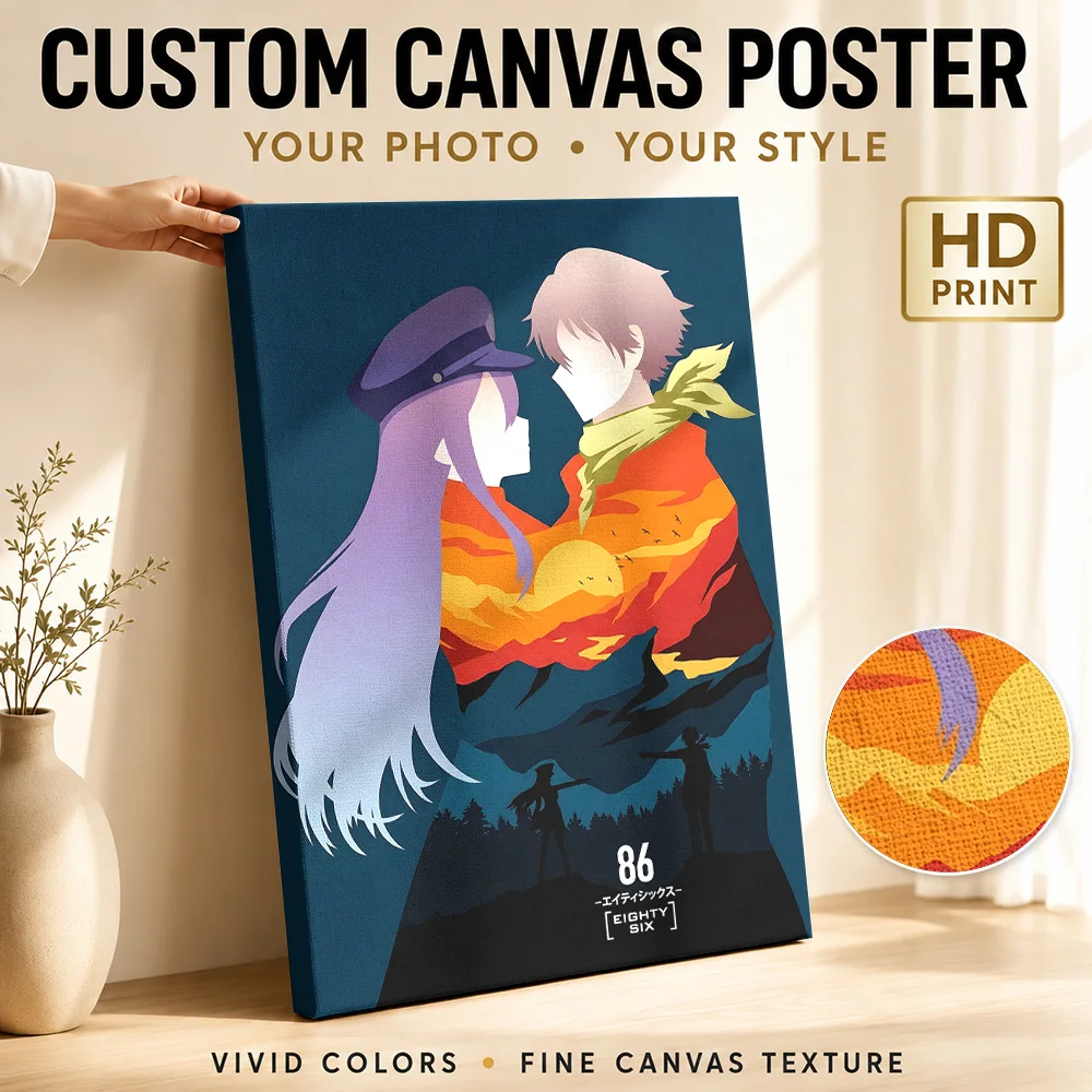 86 Eighty-Six Minimalist Character Canvas Print Poster Personalized Gaming Anime Canvas Wall Art for Game Room Dorm Decoration