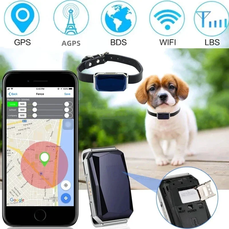 Pet Collar With 2G GPS Tracker Mini WIFI Locator Smart GPS Tracking Dog Collar Pet Anti-lost Tracker Location Collar for Dog Cat