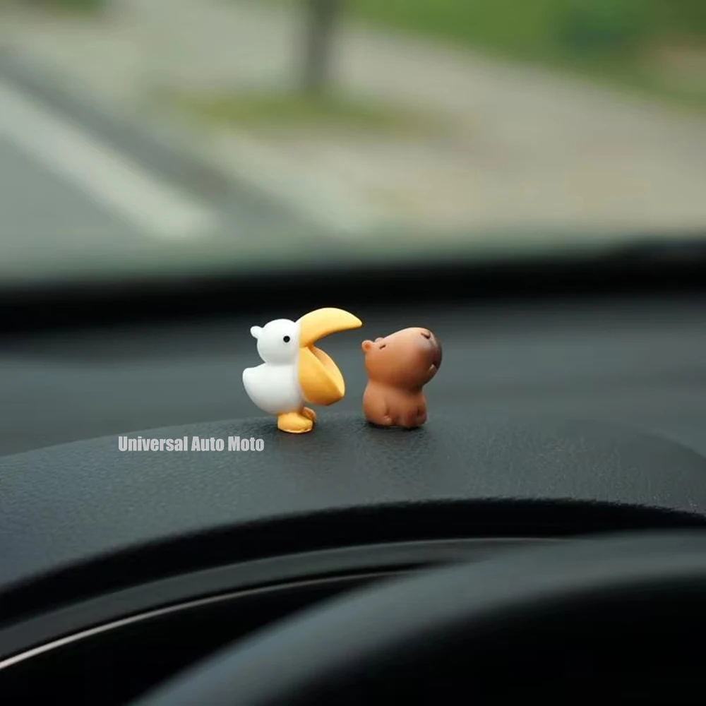 Niedliche Cartoon-Capybara mit Ente Mini-Auto-Armaturenbrett-Ornament 'Kein Essen auf Kollegen im Büro' Themen-Auto-Innendekor-Figur – Detail 3