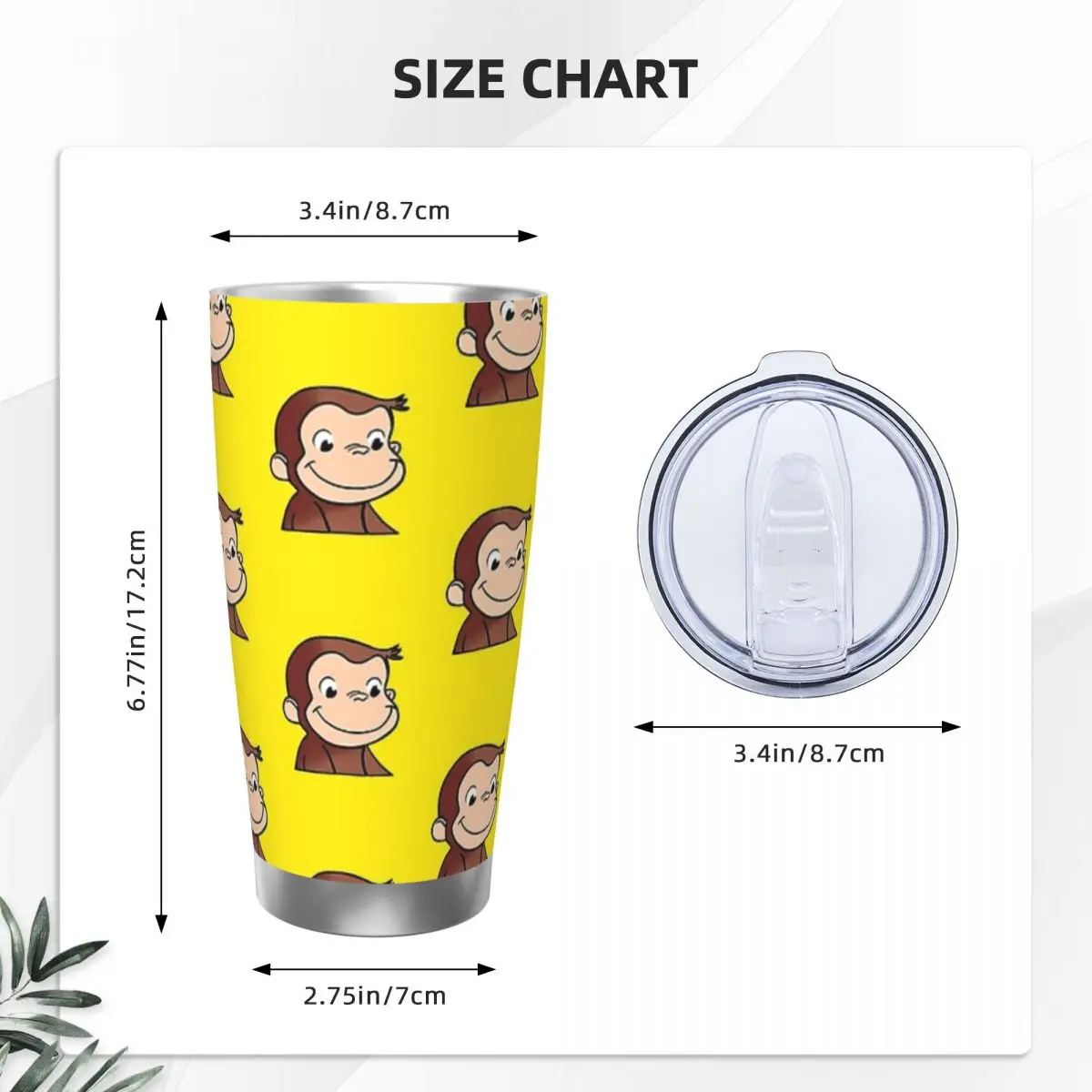 Curious George Backpack Stainless Steel Tumbler Vacuum Insulated Mugs Thermal Cold Cup Straw With Lid 20oz