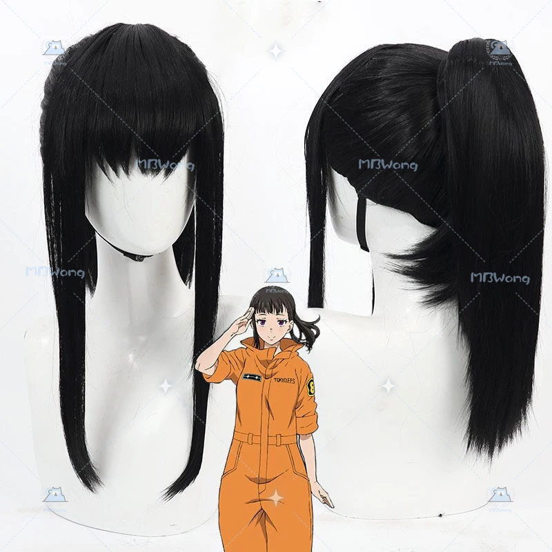 Anime Fire Force Maki Oze Cosplay Wig 	Maki Oze Witch Queen Ogress High Ponytail Hair Role Play Hallowmas Party Adult