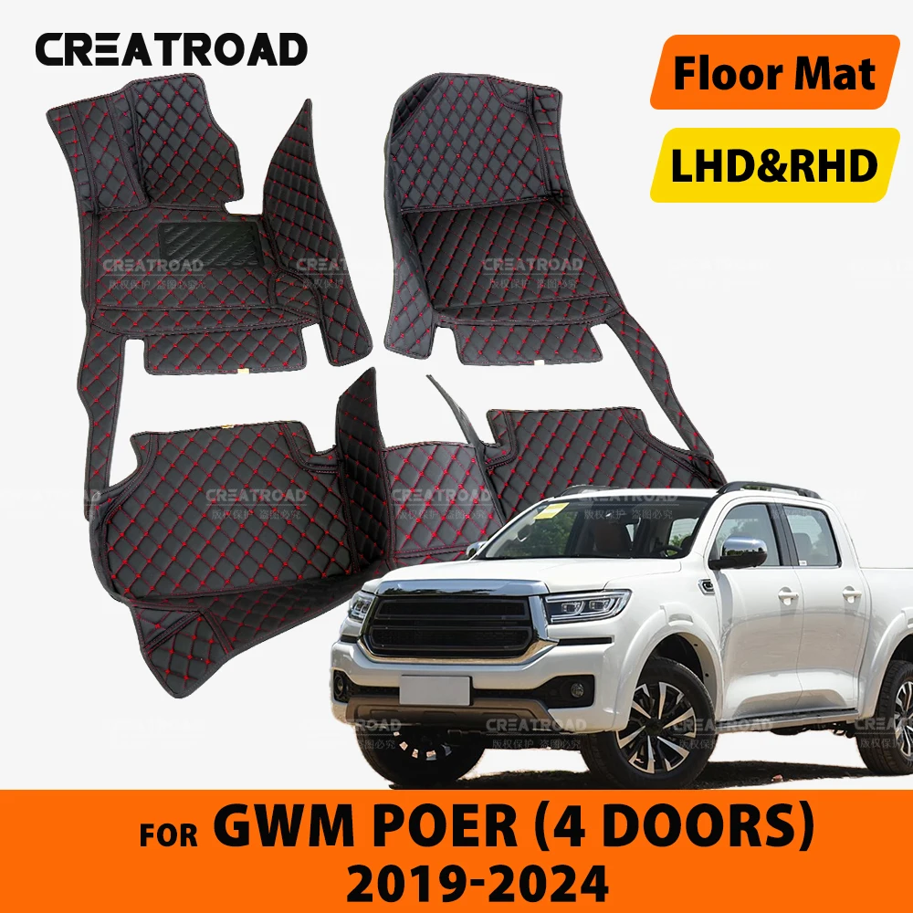 

CREATROAD для Great Wall Poer Four Doors 2019-2024 2023 2022, автомобильные коврики на заказ, подушечки для ног, автомобильный ковер, чехол для интерьера